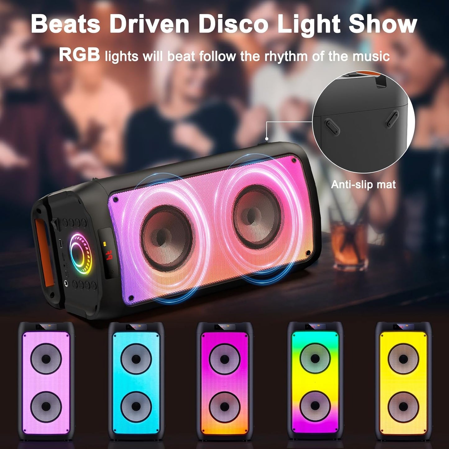 JYX Party Pop Speakers with 2 Wireless Microphones,